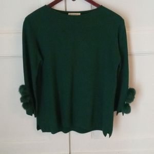 Italy Green sweater fur detail